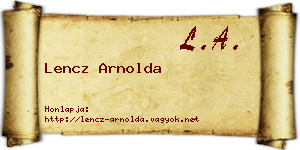 Lencz Arnolda névjegykártya